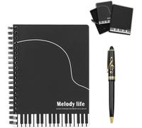 Musique Piano Melody Thème Papeterie Coffret Cadeau, Piano Musical Wirebound Journal Cahier D'écriture Avec Treble Clef Design Roller Ball Pen Pour Bureau École Étudiant Cadeau (Style Piano Noir)