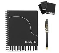 Musique Piano Melody Thème Papeterie Coffret Cadeau, Piano Musical Wirebound Journal Cahier d'écriture avec Treble Clef Design Roller Ball Pen pour Bureau École Étudiant Cadeau (Style Piano Noir)