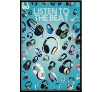 Musique - Poster - Listen to the Beat + cadre interchangeable, Shinsuke® Maxi MDF noir, disque acrylique
