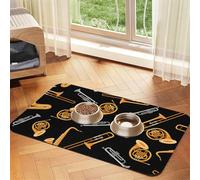 Musique pour Amateurs de Saxophone et de Trombone,Tapis d'alimentation pour Animaux de Compagnie, Sets de Table en Cuir PU pour Chats et Chiens,30x45cm