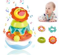 Musique Pyramide Bébé Jouet Enfant 1 An, Anneaux Empilable Culbuto Jouet Bebe 6 Mois, Jouet À Empiler Avec Hochet Et Anneaux De Dentition