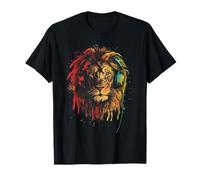 Musique rasta et reggae, lion avec écouteurs, fierté jamaïcaine T-Shirt