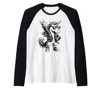 Musique Rock, Heavy Metal, Rocker Unicorn | Rock Hand Manche Raglan