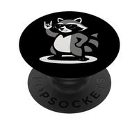 Musique Rock rétro de Raccoon PopSockets PopGrip Adhésif