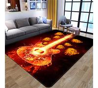 Musique Salon Tapis Flamme Crâne Rock Guitare Tapis Enfants Garçons Hommes Chambre Tapis Décoration Antidérapant Coureur Yoga Tapis Couloir Cuisine Évier Tapis Chaise Tapis (Couleur 4,80x120 cm)
