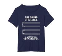 Musique sans Notes - The Sound of Silence T-Shirt, Femme Grandes Tailles, Bleu Marine, 2X