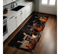 Musique Tapis de Cuisine Instruments de Musique : Guitare et Batterie Antidérapant Lavable 60 x 180 cm pour Cuisine Couloir Salon Chambre Salle de Bain