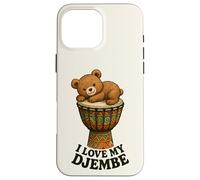 Musique - Teddy sur Un djembé avec Un Message 1 - Fan Fun Coque pour iPhone 16 Pro Max