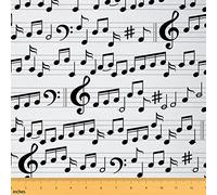 Musique Tissus au Metre, notes de musique abstraite Tissu 92x150cm, pour Chaises et projets de bricolage à domicile, thème musical rayures décoration Tissu imperméable, Noir et blanc