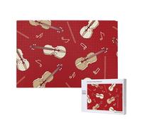 Musique Violon Red Note,Puzzle Familial en Bois de 1 000 pièces pour Adultes et Adolescents, décoration d'intérieur