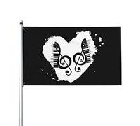 Musiques De Pianos En Forme De Cœur À L'Aquarelle Drapeaux Résistant Aux Intempéries Drapeau De Jardin Couleurs Vives Drapeau Pour Extérieur Vacances Bar 3X5Ft