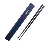 MUSISALY 1 Ensemble Baguettes Bois Réutilisables avec Boîte de Rangement Bleu Fleur de Cerisier Antidérapantes et Résistantes Chaleur Design Japonais Traditionnel pour Sushi et Pique-