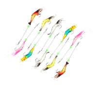 MUSISALY 10 pièces Leurres de Crevettes Lumineuses Appâts Souples Réalistes Émettant Une Lueur Nocturne pour Eau Douce et Mer Leurres Bioniques pour Bar Truite et Bass