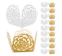 MUSISALY 100 Caissettes à Dessert en Papier Design Romantique de Dentelle Rose, pour Table de Mariage, Utilisation Polyvalente et Présentation Stable