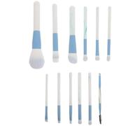 MUSISALY 12 Pièces Kit de Pinceaux de Maquillage Professionnels 12 Pièces, Manche Bois Bleu Effet Vague, Pinceaux Synthétiques pour Fond de Teint, Ombres à Paupières et Surbrillance,