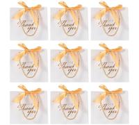 MUSISALY 12pcs Pochettes Présent Délicates Blanches en Papier Poignée et Ruban pour Présents de Mariage, Banquets et Petits Bonbons