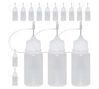 MUSISALY 15 pièces Lot de Flacons Applicateurs de Colle Plastique Bouchon Blanc Étanche Anti-fuite Bouteille Précision à Pointe Aiguille pour Colle Liquide Huile et Bricolage DIY