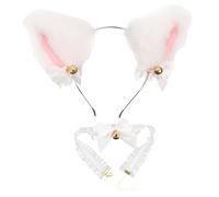 MUSISALY 1ensemble Bandeau Oreilles De Chat Avec Collier à Cloche Accessoires Cosplay Adorables Pour Fête Anniversaire Et Noël