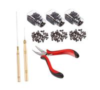 MUSISALY 1ensemble Kit Professionnel De Pince à Extension De Cheveux Avec Aiguille De Tirage Et Anneaux Silicone Outil De Coiffure Pour Extensions Anneau Marron