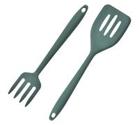 MUSISALY 1ensemble Set de Spatules de Cuisine Ergonomiques Silicone Vert Foncé Fourchette et Spatule Antiadhésive Résistantes Chaleur Ustensiles Réutilisables pour Cuisson et Pâtisserie