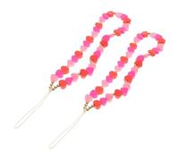 MUSISALY 2 pièces Lanières de Téléphone Pâte Polymère avec Perles Cœur Rose Breloques Décoratives Uniques pour Téléphone Porte-clés et Appareils Cordons Polyvalents pour Femmes et Filles