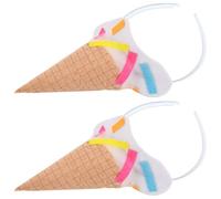 MUSISALY 2 Pièces Serre-tête Crème Glacée Blanc Accessoire Coiffure Cosplay Adulte et Garçon Fille pour Fête Halloween Anniversaire et Noël Bandeau Cornet Glace Amusant pour Carnaval et