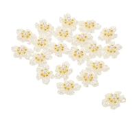 MUSISALY 20 Breloques pour Ongles de Fleurs Blanches Perles Acryliques et Acier Décoration Nail Art 3D Accessoires Manucure Set 20 Pièces pour Création de Fleur Élégante