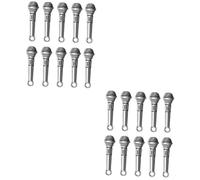 MUSISALY 20 Pièces Microphone De Simulation Faux Micro Miniature Meubles De Mini Poupée Jouet Rétro Amplifiant pour Chanter des Choses Miniatures Microphone pour Enfants Alliage Silver