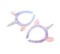 MUSISALY 2pièces Serre-tête Licorne Peluche Bandeau Pour Laver Le Visage Coiffe De Fête Pour Garçon Fille