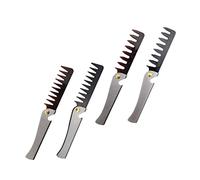MUSISALY 4pièces Peigne Métallique Pliant Avec Poignée Acier Inoxydable Pour Coiffure Barbe Et Ouverture De Bouteille Pratique Et Compact