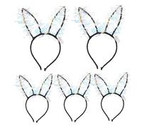 MUSISALY 5 Pièces bandes de cheveux de fête led light strip bunny ears hair toppers bandeau lumineux bandeaux lumineux LED bande de cheveux à paillettes -tête oreilles de lapin Black