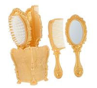 MUSISALY 5pièces Set De Brosses à Cheveux Vintage Avec Porte-brosse Et Miroir Pour Salon Brosses Démêlantes Et Organisateur De Bureau