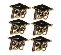 MUSISALY 6 Pièces Broche Élégante en Alliage Style Chapeau de Remise de Diplôme 2026, Épingle de Présent de Fête pour Étudiants, Badge Commémoratif pour Dernière Journée D'école