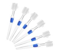 MUSISALY 6 Pièces Brosse à Dentier Double Face à Poils Durs pour Nettoyage Profondeur des Prothèses et Appareils Dentaires Brossettes Portables pour Soins Buccaux des Seniors