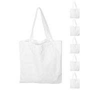 MUSISALY 6 Pièces Paquet Fourre-Tout en Toile Blanche à Peindre, Réutilisable et Grand Format 35x30 Cm pour DIY, Peinture et Courses, pour Adultes et Hommes