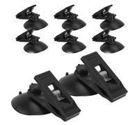 MUSISALY 8 Pièces Lot de 8 Pinces à Ventouse Noires 5 X 3,2 X 3,2 Cm pour Cartes et Billets, Porte-vignette de Stationnement, Support Publicitaire, Fixation pour Vitres, Salle de Bain et