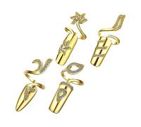 MUSISALY Anneaux à Ongles Dorés en Alliage, Design Réglable et Résistant, Lot de 4 Pièces pour Manucure Élégante aux Anniversaires et Mariages