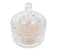 MUSISALY Applicateur de Poudre Houppette Ronde Double Face avec Manche Floral pour Finition et Mélange Coffret de Rangement Verre Inclus