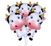 MUSISALY Ballons en Aluminium Forme Vache 5 Pcs Ballon Anniversaire Thème Année du Bœuf Décoration Fête Cartoon Accessoires Fête Gonflables pour Anniversaire et Célébrations
