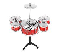 MUSISALY Batterie Électronique pour Garçon et Filles Tambour pour Tout-Petit Kit Mini 5 Tampons Rouge Baguettes Rock Développement du Rythme Jeu Éducatif Apprentissage Musical