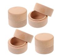 MUSISALY Boîte à Dents en Bois de Hêtre Beige Ronde 4pcs, Design Sécurisé Polyvalent pour Garçons et Filles, Coffret Élégant pour Anniversaires et Mariages