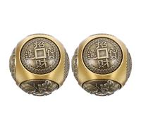 MUSISALY Boules de Baoding Chinoises en Laiton Or 36mm à Reliefs Hexagonaux pour Exercice des Mains, Soulagement du Stress et Décoration Élégante, Lot de 2 Pièces pour Bureau et Étude