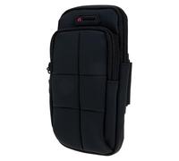 MUSISALY Brassard de Course Unisexe Noir Élastique pour Téléphone Portable, Pochette de Rangement Légère et Flexible, Étui de Bras pour Jogging, Fitness et Sport en Extérieur