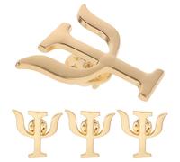 MUSISALY Broches Psychologue Lettres Grecques 4 Pièces Alliage Doré Accessoires Décoratifs pour Femmes Usage Quotidien et École