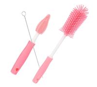 MUSISALY Brosse de Nettoyage pour Bouteilles Bébé 3 Pièces en Silicone Alimentaire Rouge Cerise Brosse à Tétine Rotative Kit Multifonction pour Entretien Facile des Biberons et Tasses