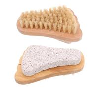 MUSISALY Brosse exfoliante en pierre et bois, lot de 2, forme pied, pour élimination des callosités et nettoyage des pieds secs, outil de pédicure pour soulager la fatigue plantaire
