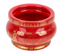 MUSISALY Brûle-Parfum Taoïste Céramique Rouge avec Diagramme des Huit Trigrammes Porte-brûleur Décoratif Bouddhiste pour Maison Bureau Yoga et Méditation