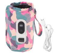 MUSISALY Chauffe-Biberon Portable Isotherme pour Bébé Housse Chauffante Camouflage Rose Câble USB 5 Niveaux Réglables Pochette de Voyage Pratique pour Alimentation au Biberon en