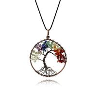 MUSISALY Collier Arbre de Vie en Alliage Pendentif en Pierre Naturelle Colorée, Léger et Confortable, pour Soirée Entre Filles ou Fête Saint-valentin