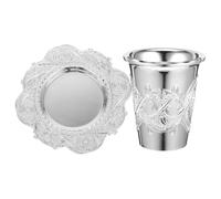 MUSISALY Coupe à Vin Judaica de Shabbat en Alliage de Zinc Argenté, Ensemble Élégant et Délicat pour Célébrations de Shabbos et Pâque, Symbole de Tradition Juive
